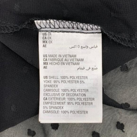 Style & Co Mixed-Media Sheer-Sleeve V-Neck Women's Blouses Black Plus Size 0X - Picture 7 of 10